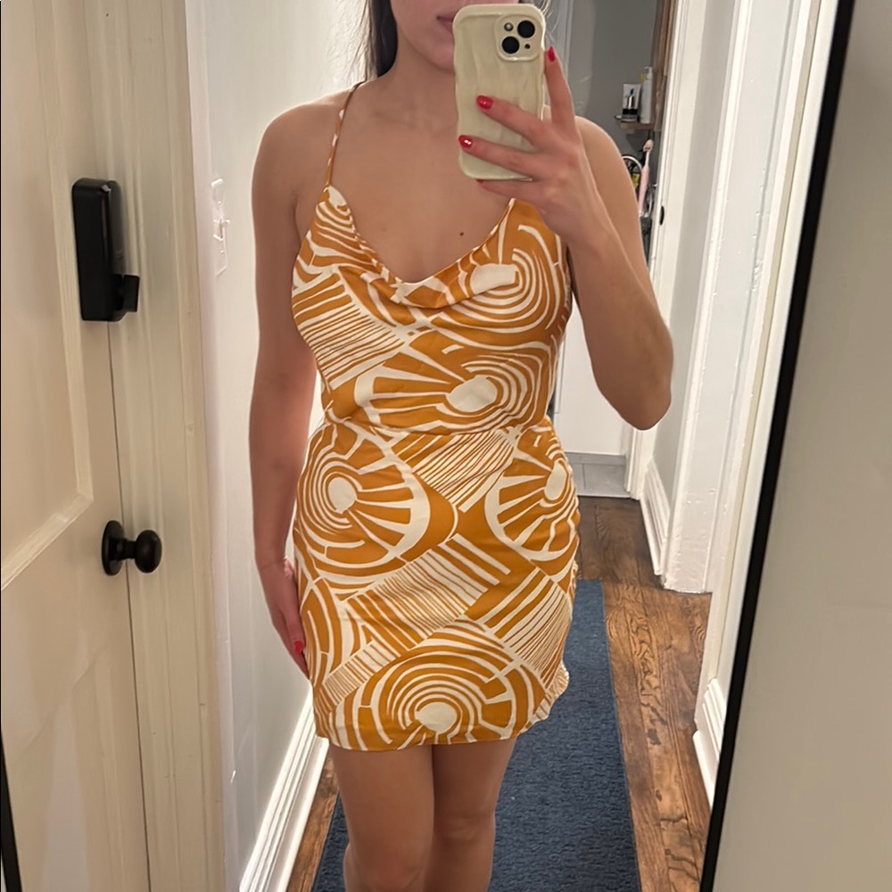 Geometric Print Spaghetti Strap Dress
